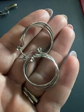 Classic Silver-Tone Multi-Ring Hoop Earrings